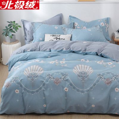 Bộ đồ giường bằng vải nhung Bắc cực bốn mảnh cotton bed quilt quilt bed ba mảnh nhỏ tươi theo phong cách châu Âu
