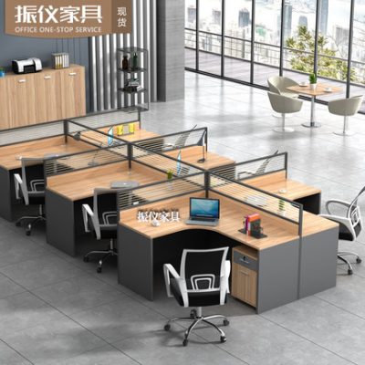 Bàn ghế nhân viên kết hợp đơn giản hiện đại màn hình máy tính bàn làm việc 4/6 đôi nội thất văn phòng