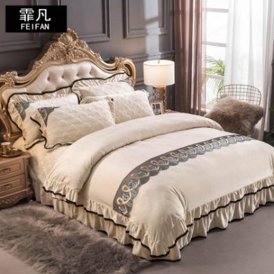 Hàn Quốc dày lông cừu giường bao gồm bốn mảnh mùa đông quilted ấm flannel tấm giường lông cừu hai mặt