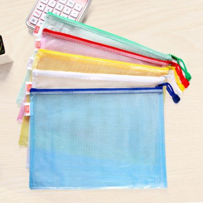 Màu thật 20 Túi đựng tài liệu dày Trong suốt Lưới Zipper Túi dung lượng lớn A4 Giấy lưu trữ Túi sinh viên Văn phòng phẩm Bút chống nước Trường hợp Tài liệu Lưu trữ Túi thư mục Vật tư văn phòng Bán buôn