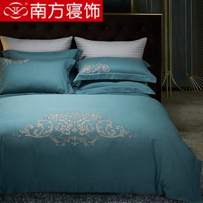 Bộ đồ giường phía Nam jacquard chải bốn miếng bông vải lanh chăn bông bộ đồ giường đặt giường đôi