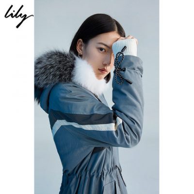 LILY2019 Winter New Women Dày Eo cao Draw Draw Slim Slim Slim Mid-down Down Jacket 1531