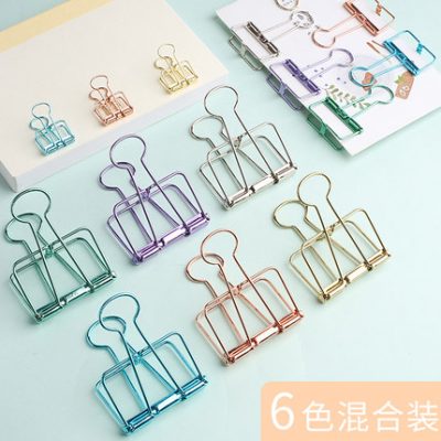 Kuai Li Wen kim loại màu clip nhỏ rỗng đuôi dài clip dovetail clip dài đuôi clip thư mục tài khoản thư mục học tập học sinh với văn phòng phẩm mạnh cung cấp giấy thử lớn hóa đơn clip bướm