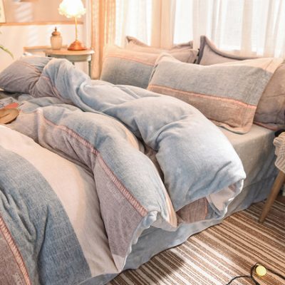 Sữa cashmere bốn mảnh mùa đông dày san hô nhung flannel quilt mùa đông hai mặt sang trọng cộng với bộ đồ giường nhung