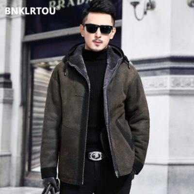 Mùa đông mới lông sinh thái ban đầu một người đàn ông áo khoác da ngắn trùm đầu thủy triều Áo khoác lông bằng da