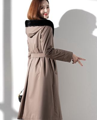 Pie Vượt qua Phụ nữ 2019 Mùa đông Áo khoác lông mới Hông Nick Medium Long Mink Fur liner