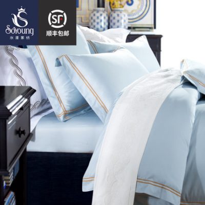 60 cống vải satin sang trọng lưới màu đỏ khách sạn phong cách bốn mảnh cotton cotton lanh vải lanh chăn chăn