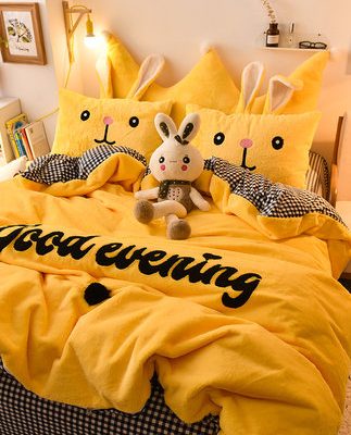 Mùa đông nhung nhung bốn mảnh chăn san hô tấm trải giường flannel chăn hai mặt cộng với nhung dày