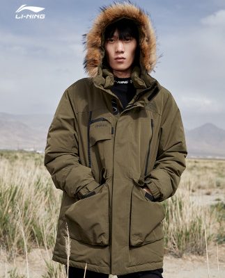Li Ning mid-down down jacket 2019 new áo trùm đầu giản dị nam mùa đông ấm áp màu trắng xuống quần áo thể thao