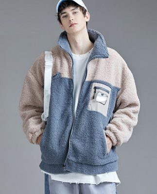 GUUKA thương hiệu khâu áo khoác da cừu nam teen hip-hop Nhật Bản cộng với áo khoác nhung dày trench coat lỏng