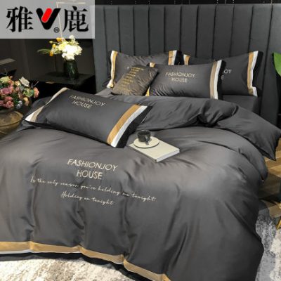 Yalu 60 Cotton dài bốn mảnh cotton cotton trần truồng đơn giản ngủ phong cách Bắc Âu ga trải giường chăn ga gối