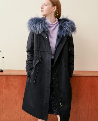 Pre-sale Yinger po quần áo nữ 2019 mùa đông mới khí quyển dây rút eo chồn lót hoodie để vượt qua phụ nữ