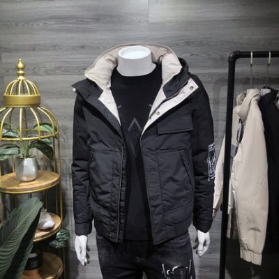 Áo khoác nam 2019 mùa đông mới trẻ trung hoang dã in mũ trùm đầu màu sắc ấm áp nam hợp thời trang áo khoác dụng cụ