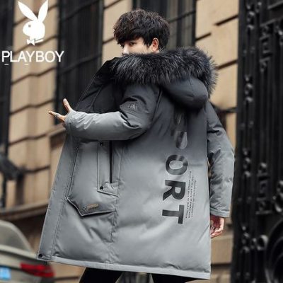 Playboy xuống áo khoác nam mặc phiên bản hàn quốc Hàn Quốc của phần dài màu dốc dày áo khoác mùa đông trẻ trung