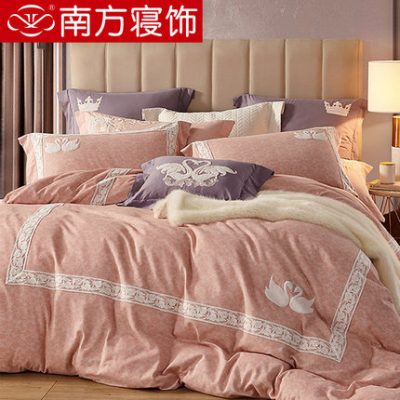 Bộ đồ giường miền Nam bốn mảnh cotton dày chải bông đặt giường ga trải giường chăn đơn giường đôi