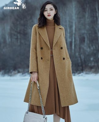 Áo khoác nam nữ 2019 Áo choàng bằng vải len mới Áo len hai mặt Áo len nữ Trung Long A400304