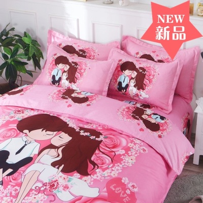 Chuangyi thân thiện với tấm chăn bông bao gồm bốn mảnh mới cưới lãng mạn lễ hội cô gái bột đám cưới giường đôi