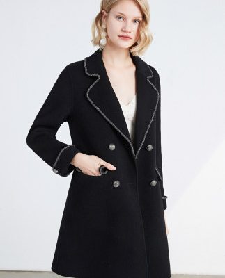 Yinger Poem Women's 2019 Winter New Style Kiểu lớn Ve áo Cocoon Áo len dài vừa phải Áo khoác len