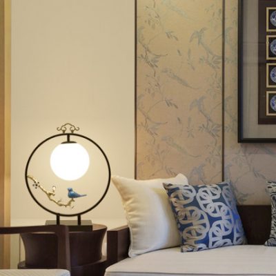 Mới phong cách Trung Quốc đèn phòng khách tròn cổ khách sạn biệt thự chim trang trí nghiên cứu retro phòng ngủ đèn sàn