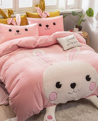 Mùa đông nhung bé bốn mảnh nhung san hô chăn quilt chăn quilt flannel cộng với nhung dày hai mặt