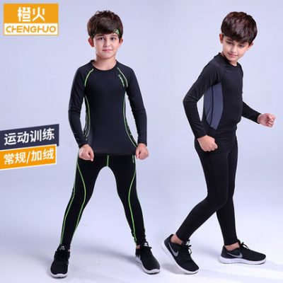 Quần bé tập thể dục phù hợp với bộ đồ thể thao phù hợp với cậu bé cởi quần áo bóng rổ mùa thu và mùa đông cho bé trai nhanh khô