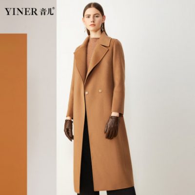 YINER Yiner Women's 2019 Winter New Suit Cổ áo Ren Lên Len Dài và Áo khoác cashmere