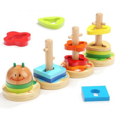 Tebaoer xây dựng khối đồ chơi trẻ sơ sinh 1-2-3 tuổi Trẻ em trai và gái Montessori phát triển giáo dục mầm non