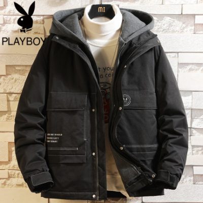 Playboy 2019 Mùa đông mới dày nam Áo khoác ngắn nam Quần áo bảo hộ lao động đẹp trai Áo khoác thủy triều