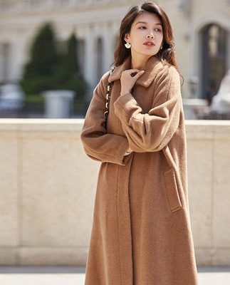 2019 mùa thu và mùa đông kén lụa 3122 áo khoác sừng lỏng khóa mới áo len cashmere dài giữa