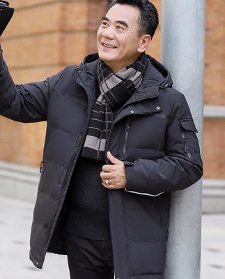 Áo khoác mùa đông dài xuống dày áo khoác 40 tuổi 50 trung niên và cao tuổi áo khoác cotton cho ông