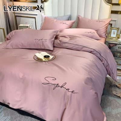 Cotton 60s satin dài chủ yếu cotton bốn mảnh ngủ trần bông đôi chăn chăn bao gồm khăn trải giường
