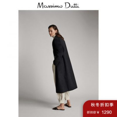 Khuyến mãi mùa thu và mùa đông Áo khoác len nữ có khóa kéo dài trung bình của Massimo Dutti 06407514801