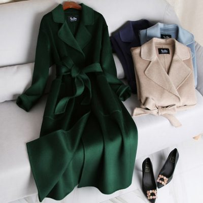 Áo len gợn sóng hai mặt cashmere nữ mid-length 2019 mới cao cấp áo len lỏng Hàn Quốc mùa thu đông