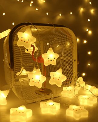 Cô gái Heart Star Light Lantern Nhấp nháy Chuỗi ánh sáng Starry Rèm phòng ngủ Phòng lãng mạn Trang trí trang trí Net Red Light