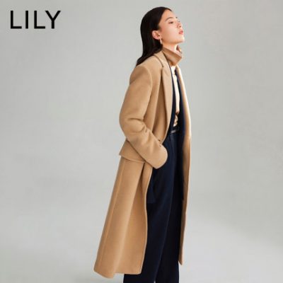 LILY2019 mùa đông mới của phụ nữ nhấn nhá áo len dài hai màu áo len lông 119440F1119