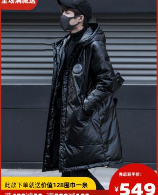 Áo khoác dạ nam dáng dài sáng màu 2019 mới dày và rộng, áo khoác trùm đầu xu hướng phiên bản Hàn Quốc của thương hiệu thủy triều