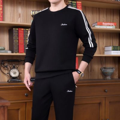 Áo len nam phù hợp với mùa xuân và mùa thu mùa đông trung niên thể thao nam phù hợp với trang phục thể thao giản dị cộng với quần áo nhung dày của cha