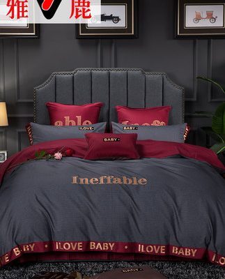 Yalu 100S cotton bốn mảnh thêu bông đơn giản châu Âu dài chủ yếu cotton satin chăn tấm trải giường