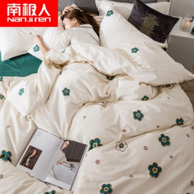 Nam Cực bốn mảnh bông tấm chăn bông bao gồm sinh viên ký túc xá ba mảnh lưới đỏ giường vải lanh