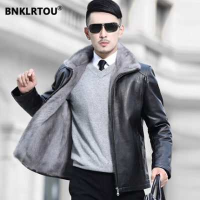 Mùa đông chồn lông nam toàn chồn khắc phục Hained da nam da chồn lót da áo khoác lông