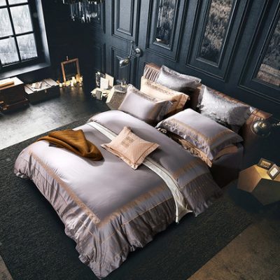 Bộ đồ giường cao cấp cotton bốn mảnh hiện đại, nhẹ nhàng hiện đại mẫu giường sang trọng phòng ngủ Bộ đồ giường cotton châu Âu và Mỹ