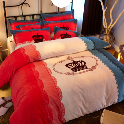 Bốn mảnh dày lông cừu pha lê san hô lông cừu flannel tấm mùa đông lông cừu hai mặt chăn chăn