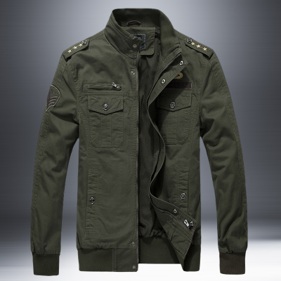 Áo khoác nam mùa thu Kích thước lớn Quân đội Màu xanh lá cây Quần áo bảo hộ lao động Bông mỏng Áo đặc biệt Lực lượng đặc biệt Quần áo bay quân đội