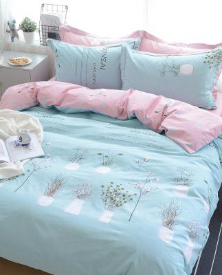 Bốn mảnh bông cotton chăn lưới màu đỏ chăn quilt tấm bìa với chăn trải giường ba mảnh