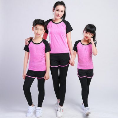 Quần áo yoga Quần áo cha mẹ con gái khiêu vũ thể dục quần áo mùa xuân hè mùa thu quần áo ngắn tay cơ thể trẻ em quần áo tập yoga