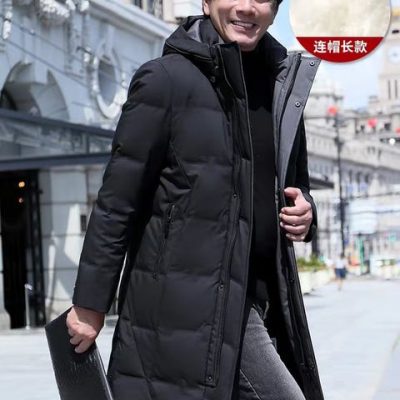Áo khoác dài qua đầu gối của nam giới Yalu - Áo khoác mùa đông cho người đàn ông trung niên và người cao tuổi Quần áo mùa đông của người đàn ông lớn tuổi
