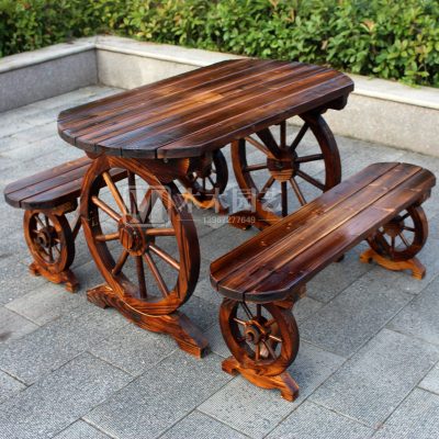 Bàn ăn bằng gỗ cứng kết hợp gỗ ban công bàn và ghế đẩu quán trà cà phê bàn ​​ghế vườn mục vụ bàn trà ba mảnh