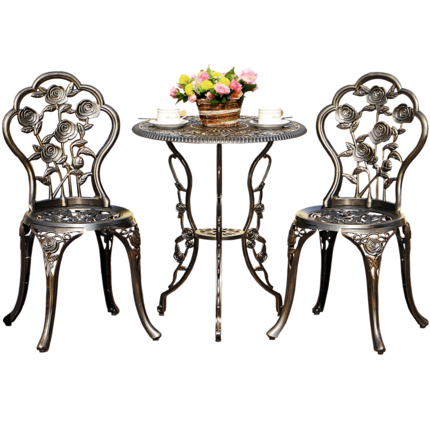 Bàn ghế ngoài trời Zifengling bộ ba tấm ngoài trời phong cách châu âu ban công sắt mỹ nghệ sân vườn bàn ghế nhôm đúc kết hợp bàn ghế (1)