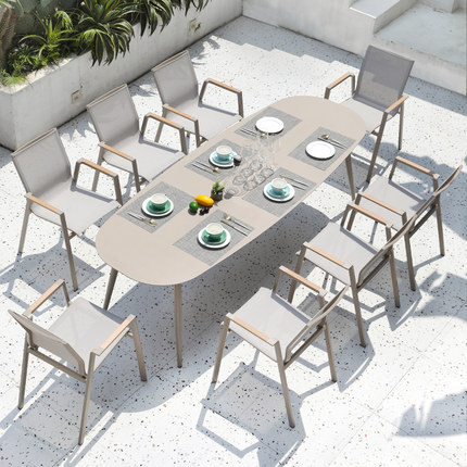 Bàn ghế ngoài trời sân vườn Bắc Âu bàn ghế gỗ chống ăn mòn ngoài trời ngoài trời sân thượng (2)