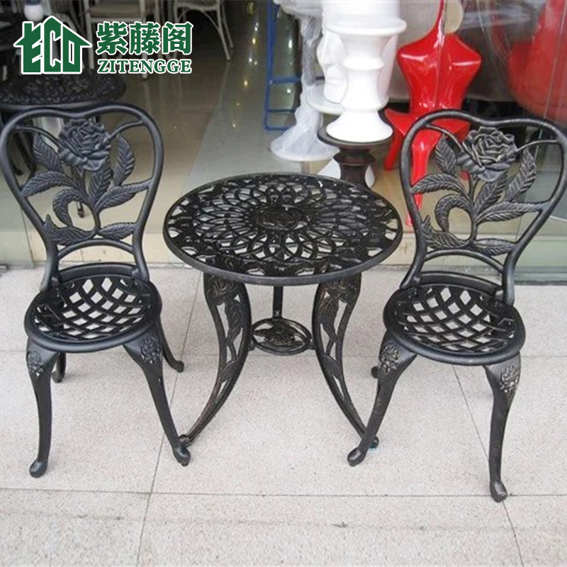 Hoa hồng thư giãn ngoài trời Bàn ghế nhôm đúc kiểu châu Âu ba mảnh ngoài trời sắt ngoài trời biệt thự sân vườn chống thấm bàn ghế ăn (2)